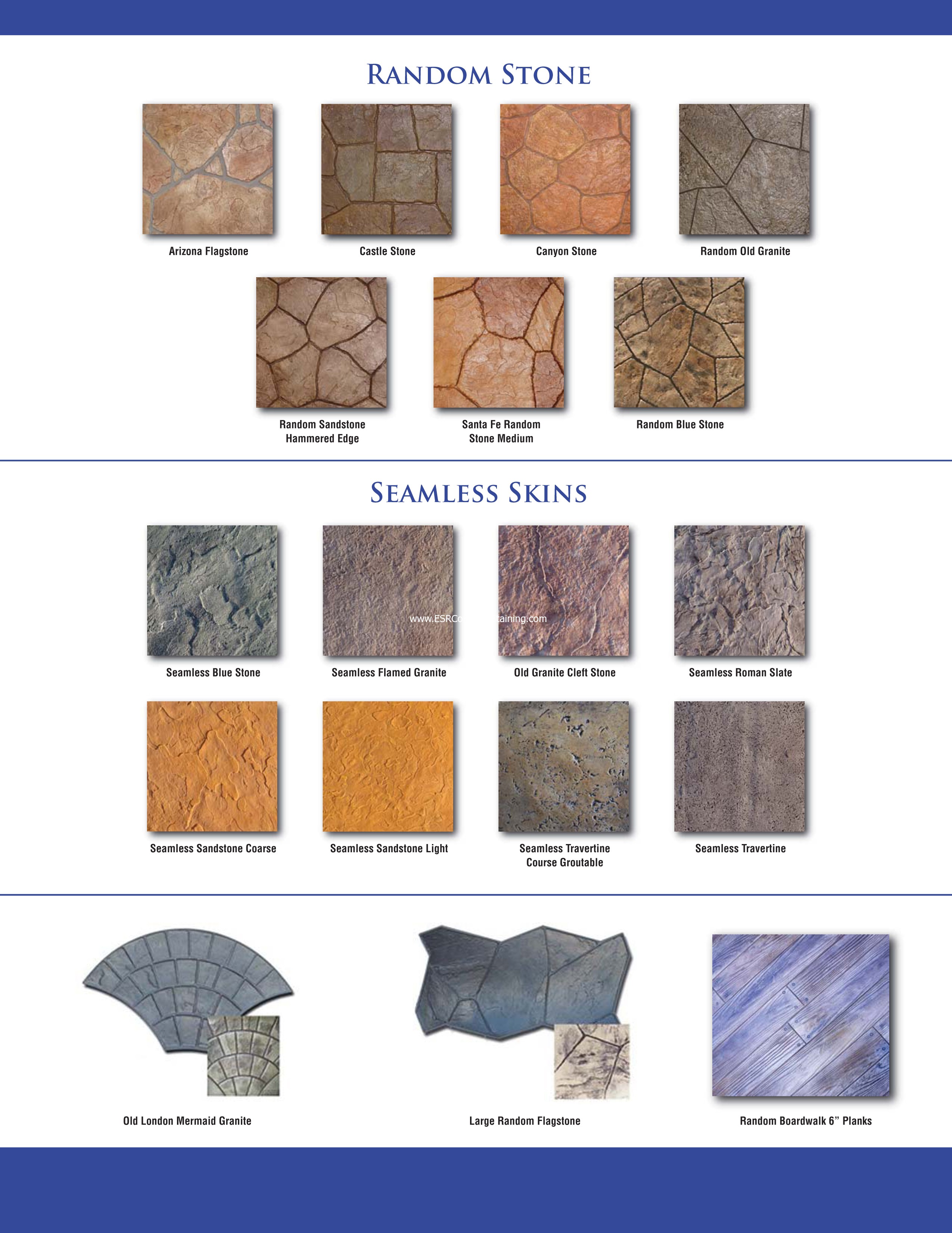 Stamped Concrete Texture chart