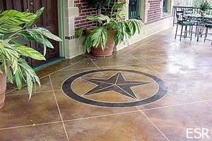 Acid Stained Concrete with Engraved Star