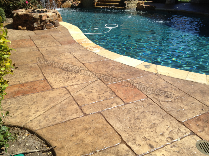 Slate Stamped Concrete Pool Deck Frisco Texas