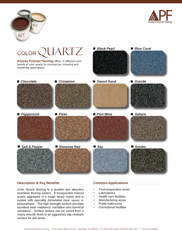 Epoxy Quartz Flooring Color Chart Texas