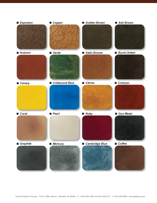 Metallic Epoxy Flooring Color Chart Texas