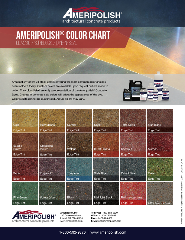 Polished Concrete Stain Dye Color Chart Ameripolish